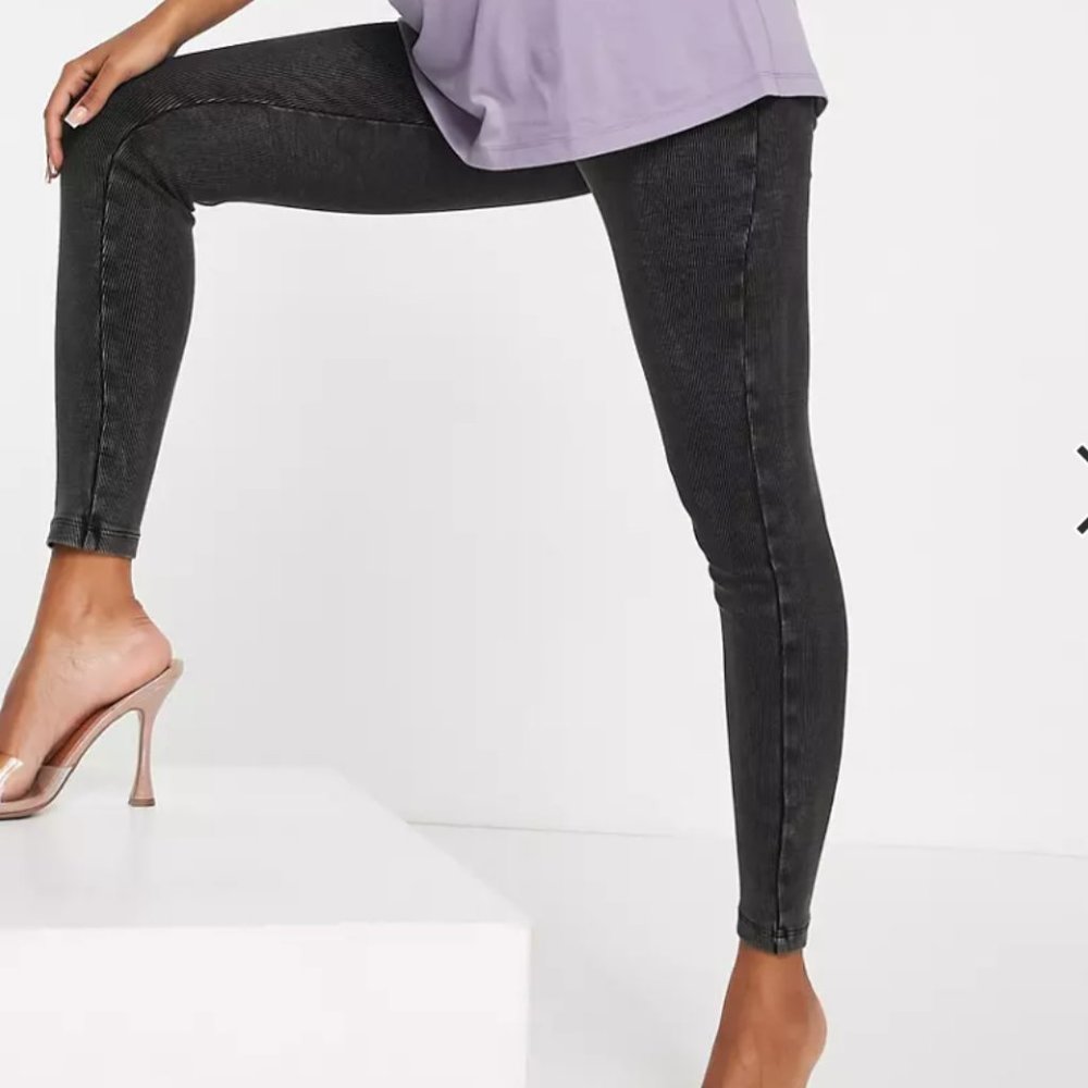 Maternity over the bump rib legging in washed black
